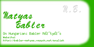 matyas babler business card